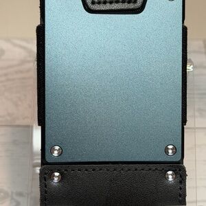 (Sold EBay)BLACK LEATHER CASH STRAP MINIMALIST PULL TAB WALLET w/SLVR SCREWS